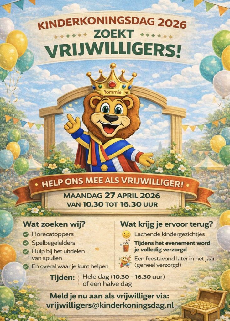Kinderkoningsdag Wormerveer zoekt vrijwilligers