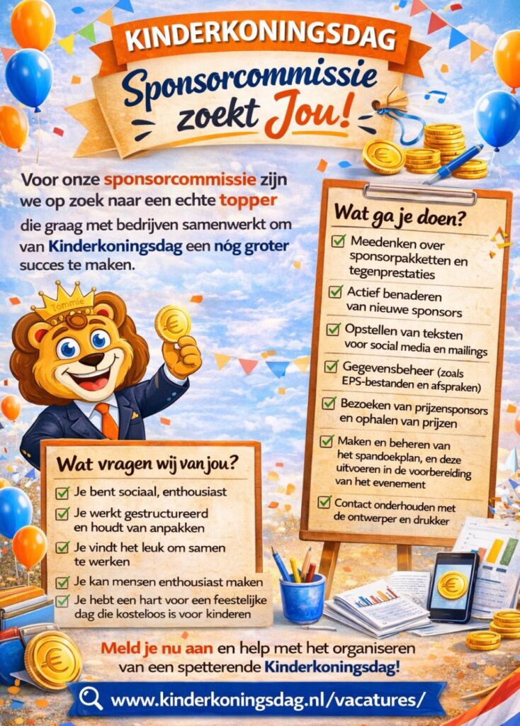 vacature sponsorcommissie Kinderkoningsdag Wormerveer