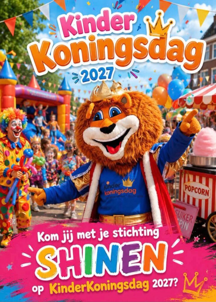 Welke stichting zetten wij tijdens KinderKoningsdag 2027 in het zonnetje? π Elk jaar verandert KinderKoningsdag in een plek vol plezier, spelletjes en onvergetelijke momenten voor kinderen uit Zaanstad en omgeving. Naast alle activiteiten staat er ook altijd iets anders centraal: het ondersteunen van een stichting die zich inzet voor kinderen. In de afgelopen jaren mochten wij prachtige organisaties in het zonnetje zetten, waaronder Buurtgezinnen in Zaanstad , Stichting Kinderwensen en Stichting Muk tegen Kinderdementie Tijdens het evenement kregen zij een eigen plek om bezoekers kennis te laten maken met hun missie. Zij konden leuke activiteiten organiseren, prijsvragen houden en in contact komen met kinderen, ouders en andere bezoekers. Daarnaast besteden wij extra aandacht aan onze samenwerkingspartner door: * Een eigen promotiekraam op het evenement; * Vermelding op de website met een doorlink naar de website en sociale media van de stichting; * Ontwerp en plaatsing van een professionele banner tijdens het evenement; * Schenking van deze banner aan de stichting na afloop voor eigen gebruik; * Extra aandacht via onze communicatiekanalen rondom het evenement. Ook in 2027 kiezen wij weer één stichting die samen met ons het verschil wil maken voor kinderen. Wil jouw stichting zichtbaar zijn tijdens KinderKoningsdag 2027? Dan nodigen wij jullie van harte uit om je aan te melden via: koningsdagwormerveer@hotmail.com. Aanmelden tot 31-12-2026, half januari maken wij bekend welke stichting aankomend jaar onze samenwerkingspartner wordt. Waar moet de stichting aan voldoen? 1. Ingeschreven zijn bij de Kamer van Koophandel (KvK). 2. Zich inzetten voor kinderen, jongeren of gezinnen met kinderen. 3. Beschikken over een duidelijke maatschappelijke of sociale doelstelling. 4. Een positieve en veilige omgeving voor kinderen stimuleren. 5. Niet-commercieel zijn en werken zonder winstoogmerk. 6. Bereid zijn om tijdens KinderKoningsdag aanwezig te zijn met vertegenwoordigers van de stichting. 7. Een leuke, passende activiteit, presentatie of prijsvraag kunnen verzorgen voor de bezoekers. 8. Openstaan voor samenwerking en promotie via onze communicatiekanalen. 9. Gevestigd in Zaanstad omstreken. 10. Respect hebben voor de inclusieve en kindvriendelijke waarden van KinderKoningsdag. 11. Enthousiasme, tijd en zin hebben om er samen een geweldige dag van te maken. Samen kunnen we ervoor zorgen dat nog meer kinderen Γ©n ouders kennismaken met het belangrijke werk dat jullie stichting verricht.i Wij kijken uit naar jullie aanmelding en hopen ook in 2027 weer een prachtige stichting in de schijnwerpers te mogen zetten! π Team KinderKoningsdag
